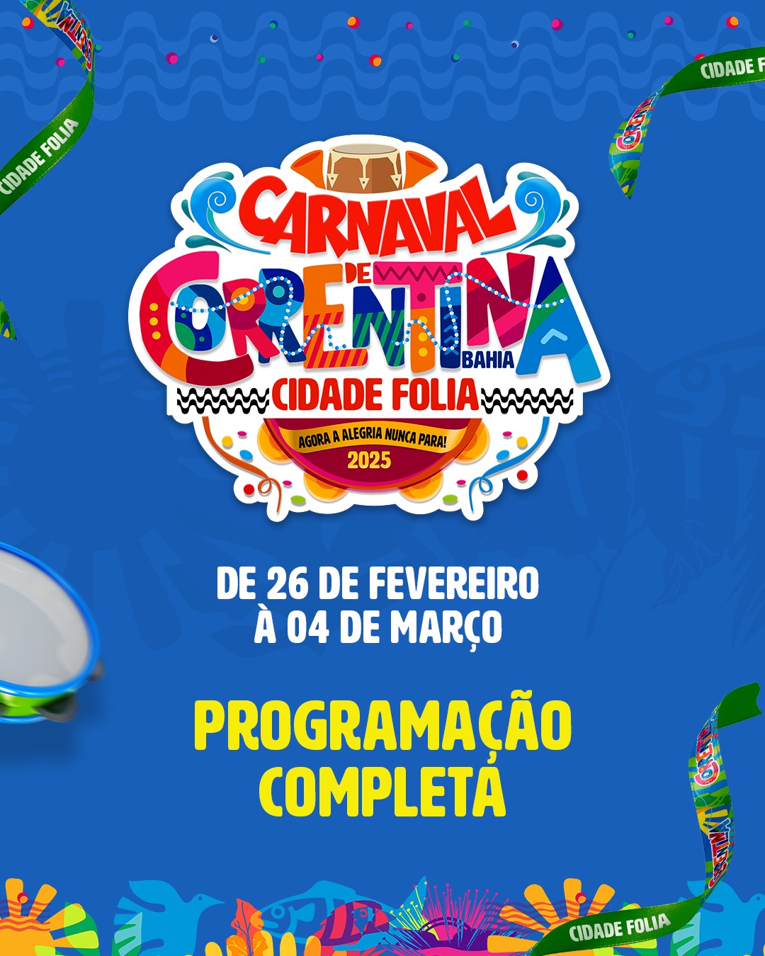 Página um da programação de carnaval de Correntina - BA