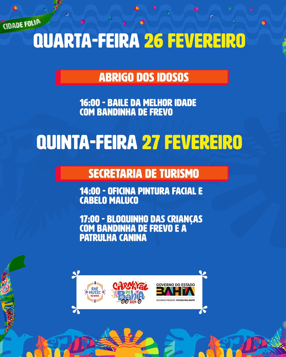 Página dois da programação de carnaval de Correntina - BA