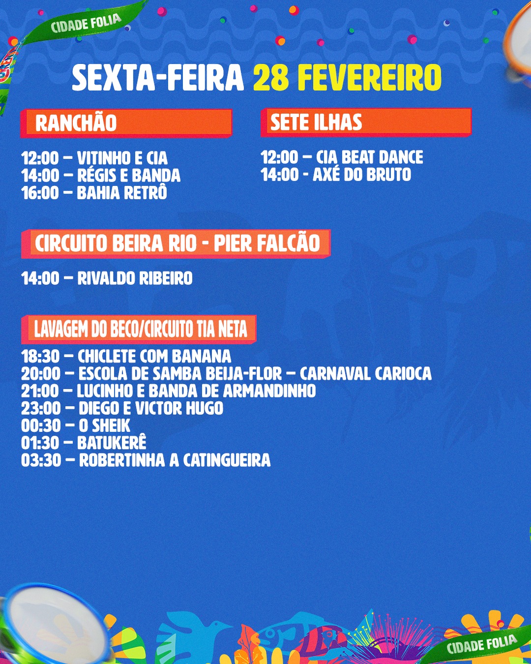 Página três da programação de carnaval de Correntina - BA