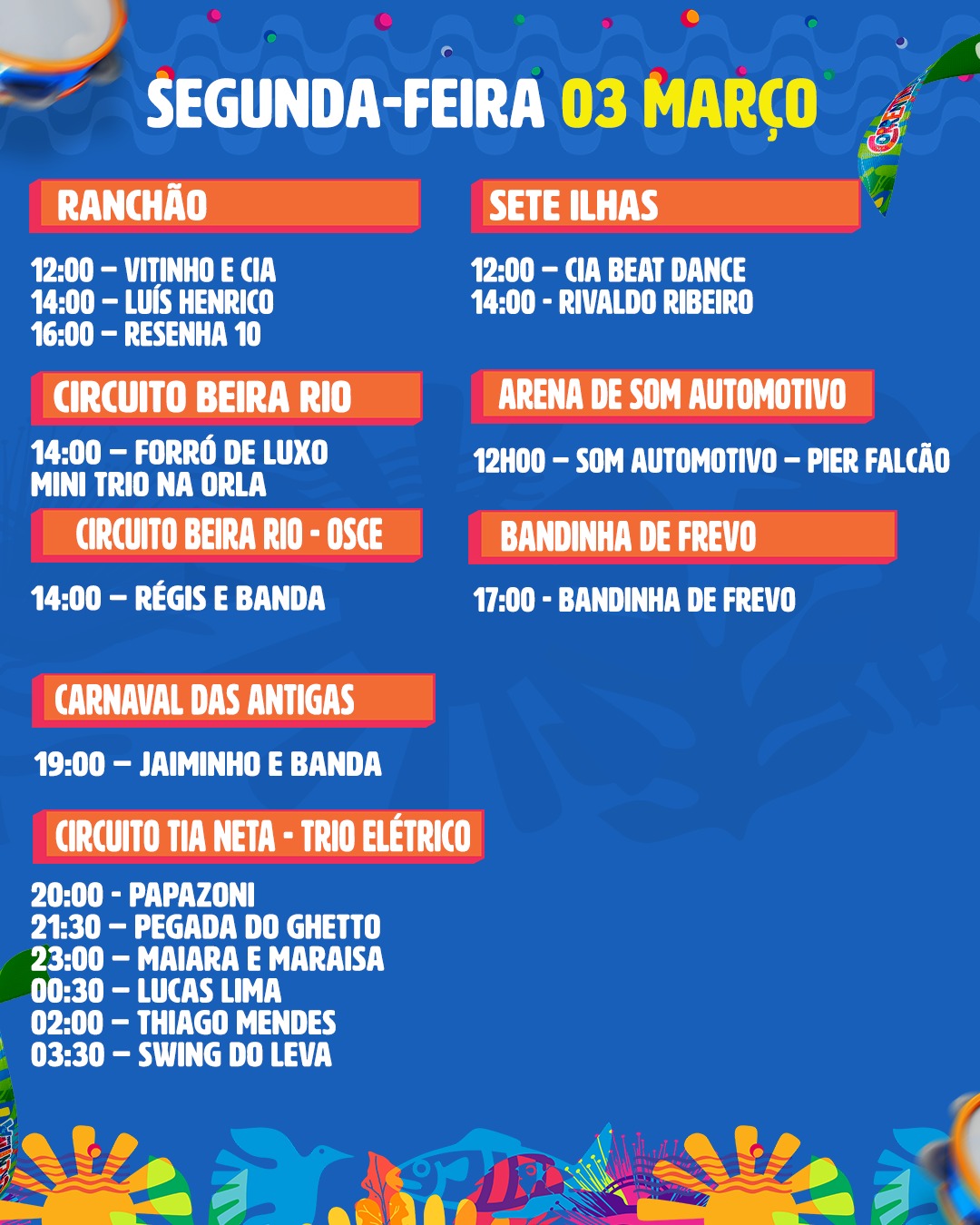 Página seis da programação de carnaval de Correntina - BA