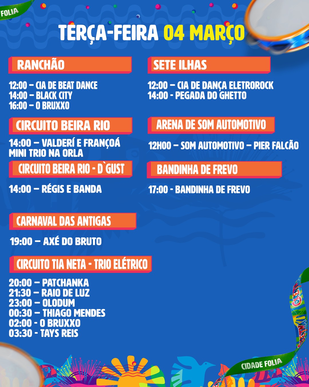 Página sete da programação de carnaval de Correntina - BA